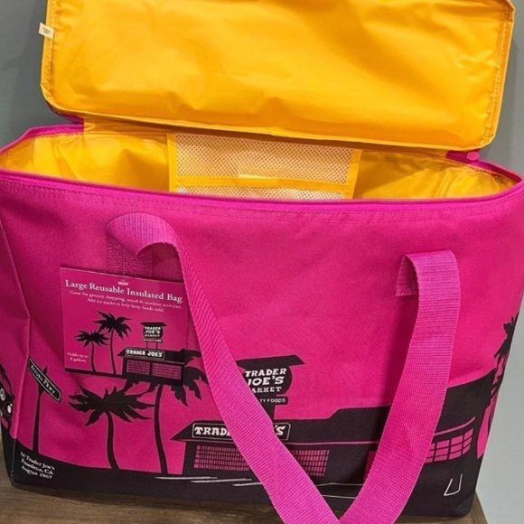 Trader Joe's Hot Pink Fuchsia Limited X-Large Reusable Insulated Bag - Picture 7 of 8